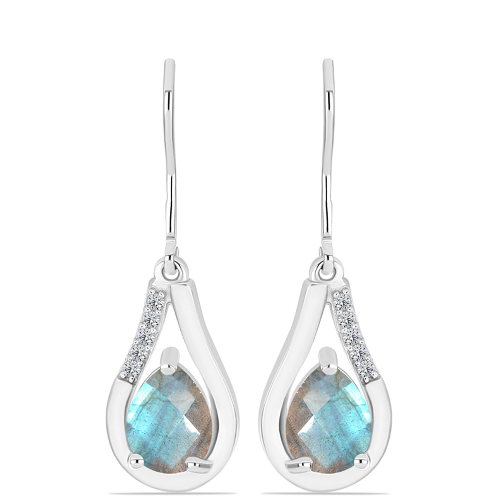 Pendientes de Plata con Labradorita y Topacio Blanco 1 