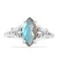 Anillo de Plata con Labradorita y Topacio Blanco