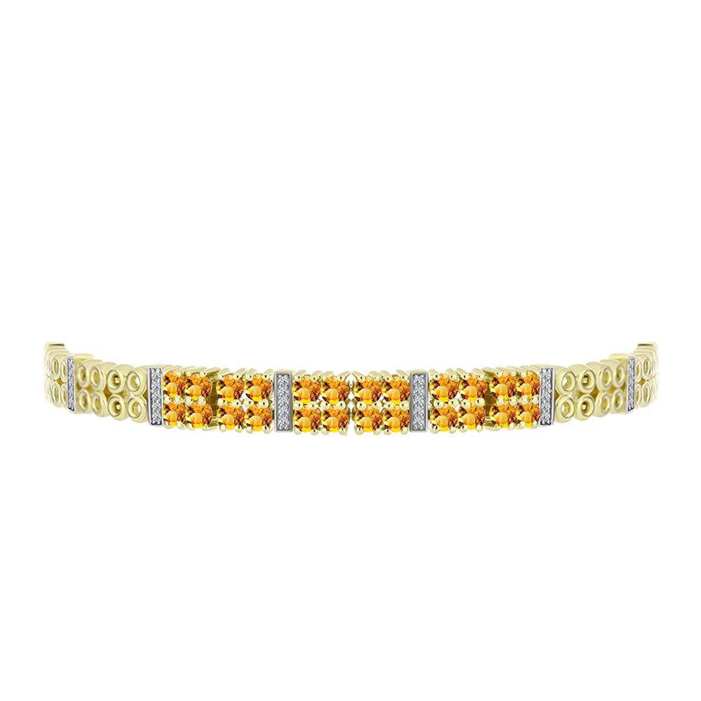 Pulsera de Plata Bañada en Oro con Citrino de Río del Oro y Topacio Blanco 2 