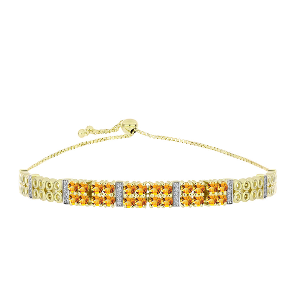Pulsera de Plata Bañada en Oro con Citrino de Río del Oro y Topacio Blanco 1 