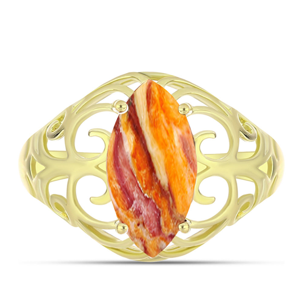 Anillo de Plata Bañada en Oro con Jaspe Garra de León 1 