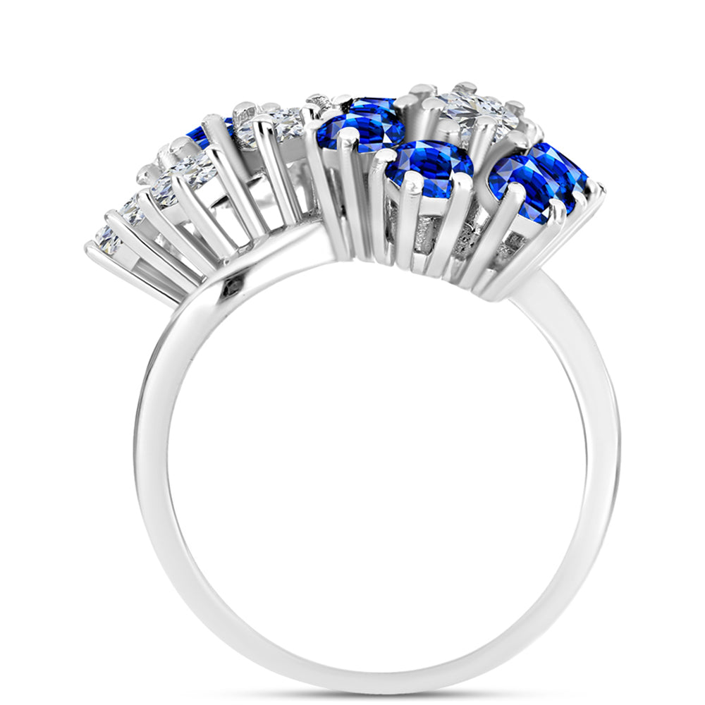 Anillo de Plata con Zafiro Azul Australiano y Topacio Blanco 2 