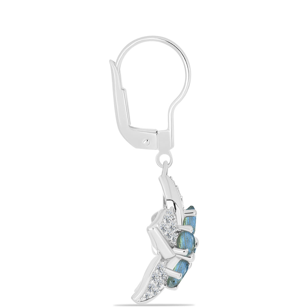 Pendientes de Plata con Labradorita y Topacio Blanco 2 