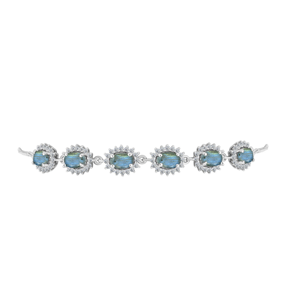 Pulsera de Plata con Labradorita y Topacio Blanco 2 