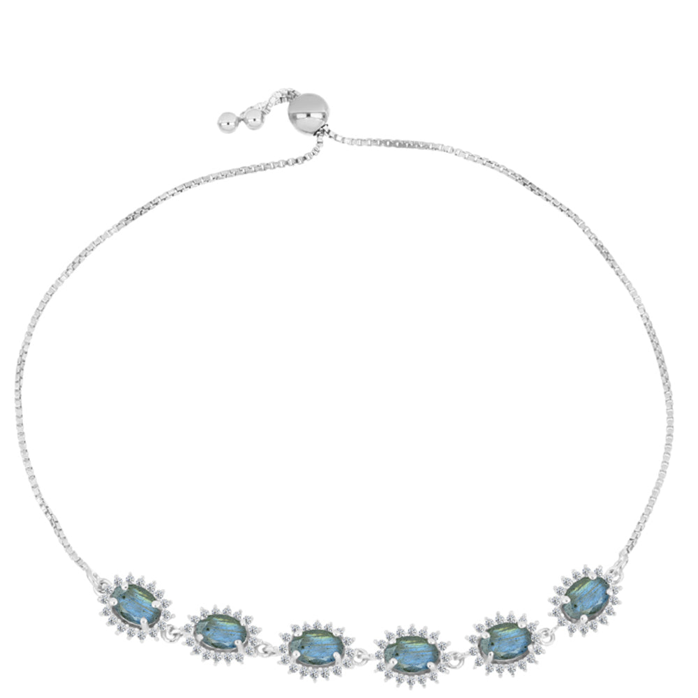 Pulsera de Plata con Labradorita y Topacio Blanco 1 