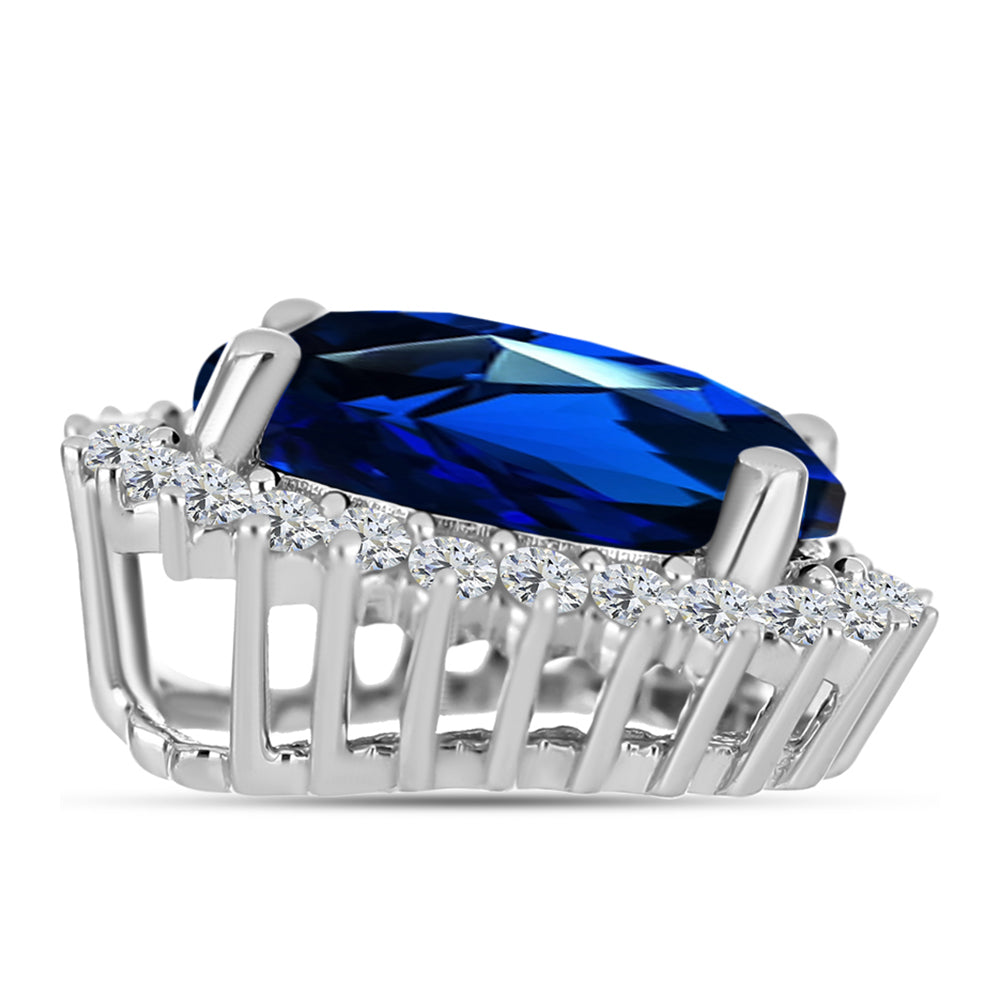 Colgante de Plata con Zafiro artificial y Zircón Blanco 2 
