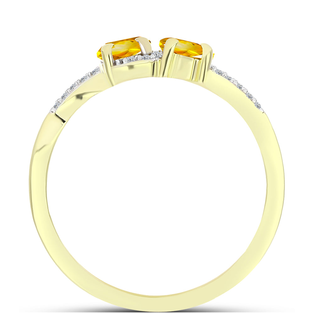 Anillo de Plata Bañada en Oro con Citrino de Río del Oro y Topacio Blanco 2 