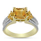 Anillo de Plata Bañada en Oro con Citrino de Río del Oro y Topacio Blanco