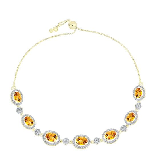 Pulsera de Plata Bañada en Oro con Citrino de Río del Oro y Topacio Blanco