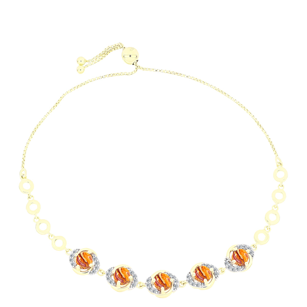 Pulsera de Plata Bañada en Oro con Jaspe Garra de León y Topacio Blanco 1 