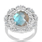 Anillo de Plata con Labradorita y Topacio Blanco