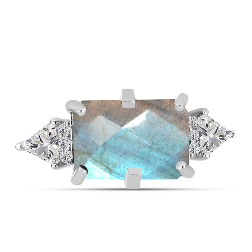 Anillo de Plata con Labradorita y Topacio Blanco 1 