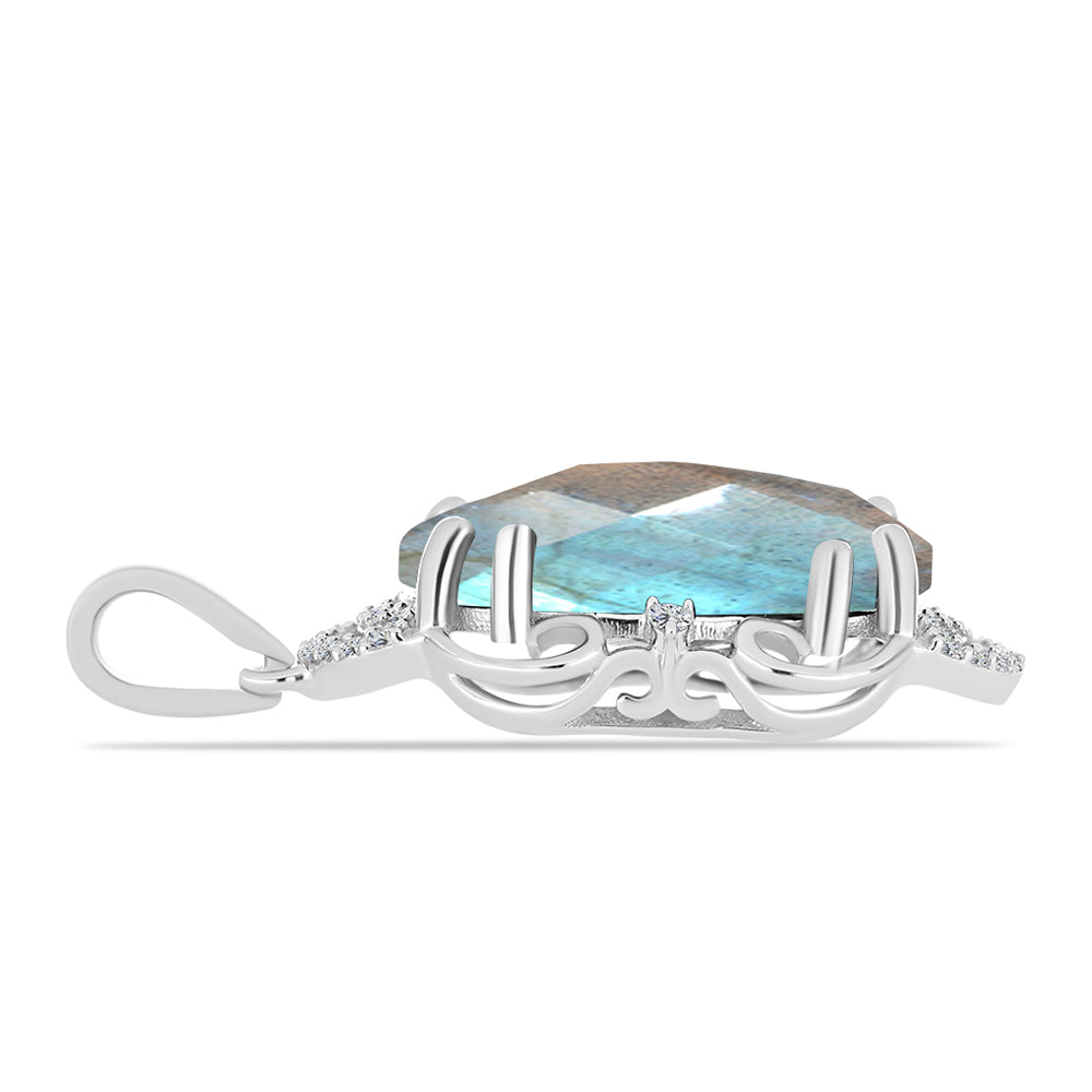 Colgante de Plata con Labradorita y Topacio Blanco 2 