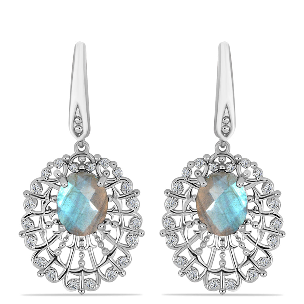 Pendientes de Plata con Labradorita y Topacio Blanco