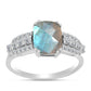 Anillo de Plata con Labradorita y Topacio Blanco