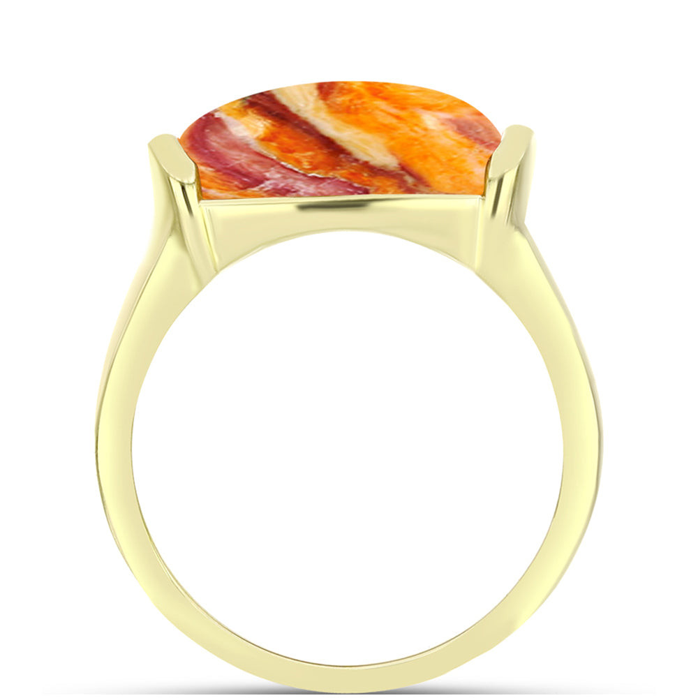 Anillo de Plata Bañada en Oro con Jaspe Garra de León 2 
