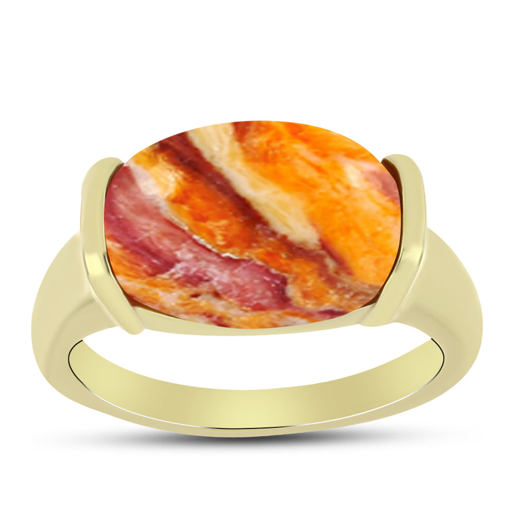 Anillo de Plata Bañada en Oro con Jaspe Garra de León 3 