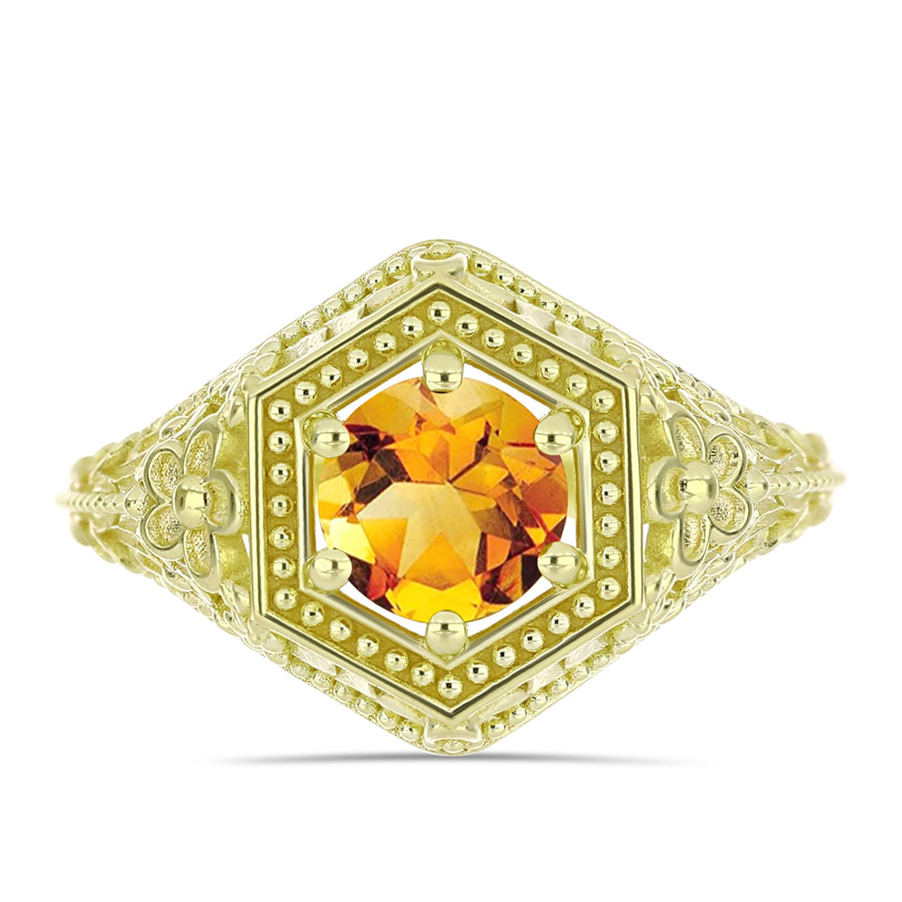 Anillo de Plata Bañada en Oro con Citrino de Río del Oro 1 