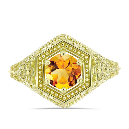 Anillo de Plata Bañada en Oro con Citrino de Río del Oro