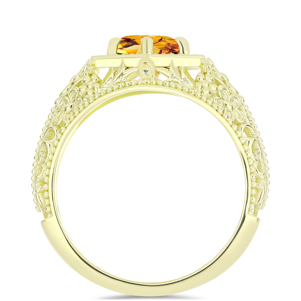 Anillo de Plata Bañada en Oro con Citrino de Río del Oro 2 