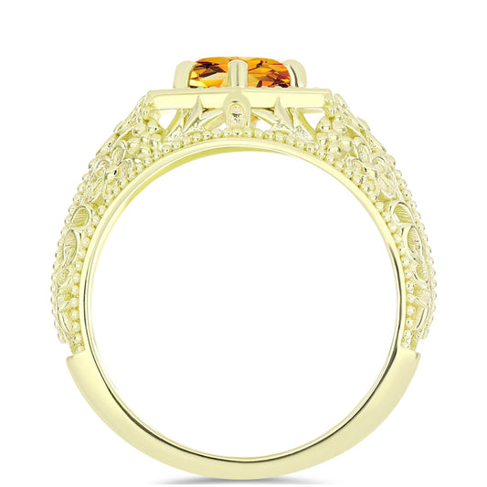 Anillo de Plata Bañada en Oro con Citrino de Río del Oro