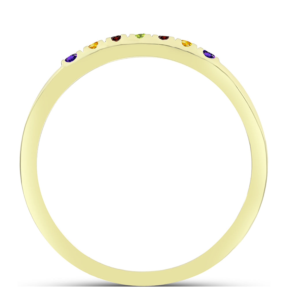 Anillo de Plata Bañada en Oro con Amatista de Marruecos y Citrino de los Montes Urales