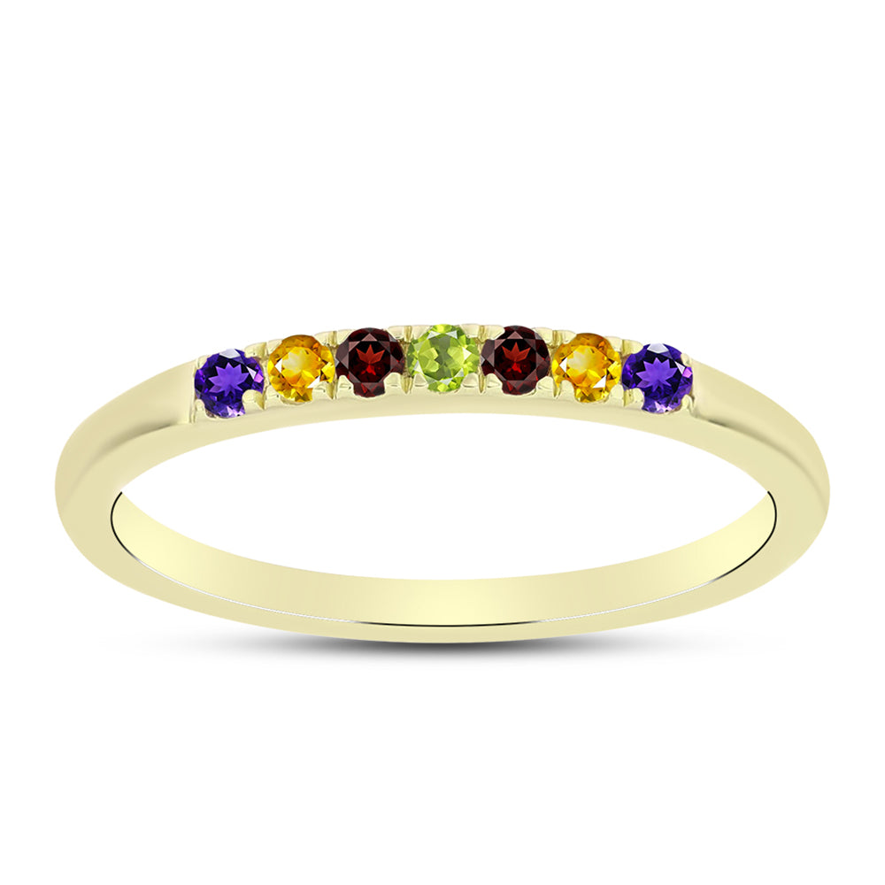 Anillo de Plata Bañada en Oro con Amatista de Marruecos y Citrino de los Montes Urales 1 