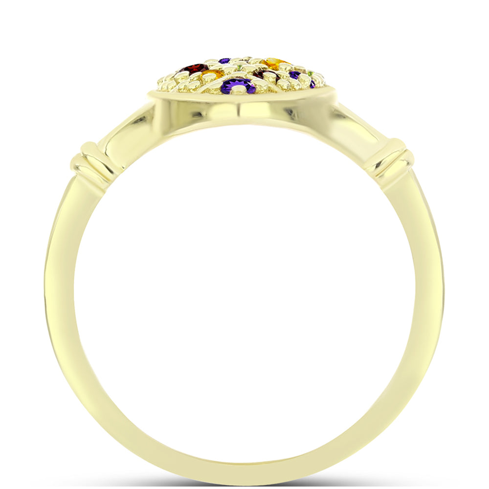 Anillo de Plata Bañada en Oro con Amatista de Marruecos y Citrino de los Montes Urales