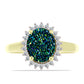 Anillo de Plata Bañada en Oro con Drusa Verde y Topacio Blanco