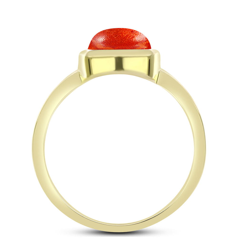 Anillo de Plata Bañada en Oro con Coral de Esponja Roja 2 