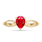 Anillo de Plata Bañada en Oro con Ágata Roja