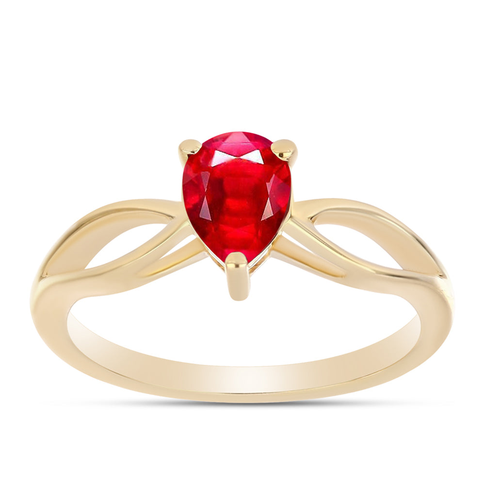 Anillo de Plata Bañada en Oro con Ágata Roja