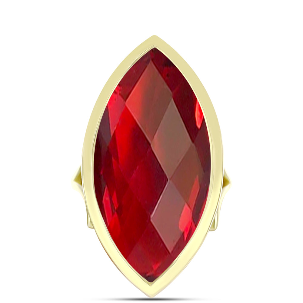 Anillo de Plata Bañada en Oro con Ágata Roja 1 