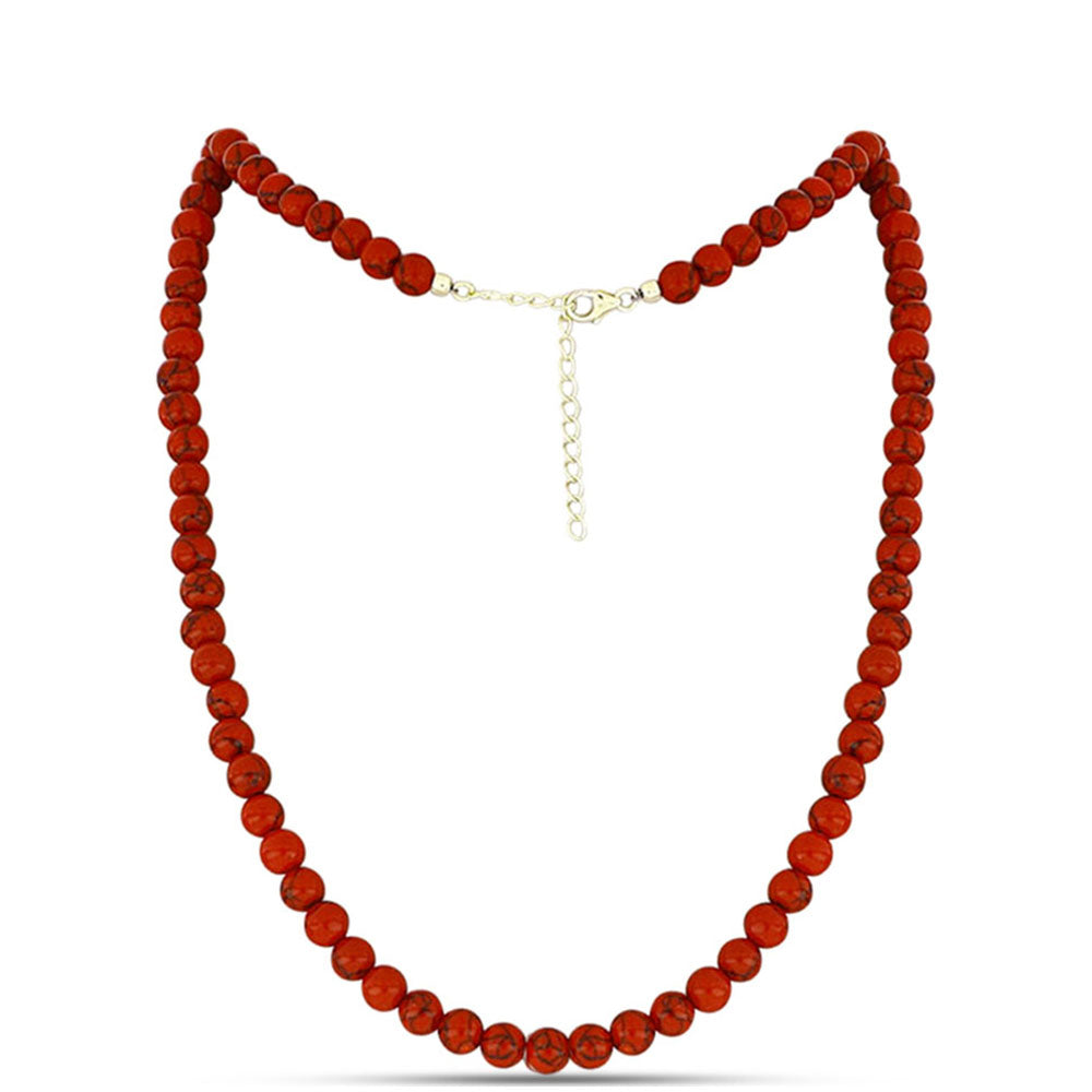Collar de Plata Bañada en Oro con Coral de Esponja Roja 1 