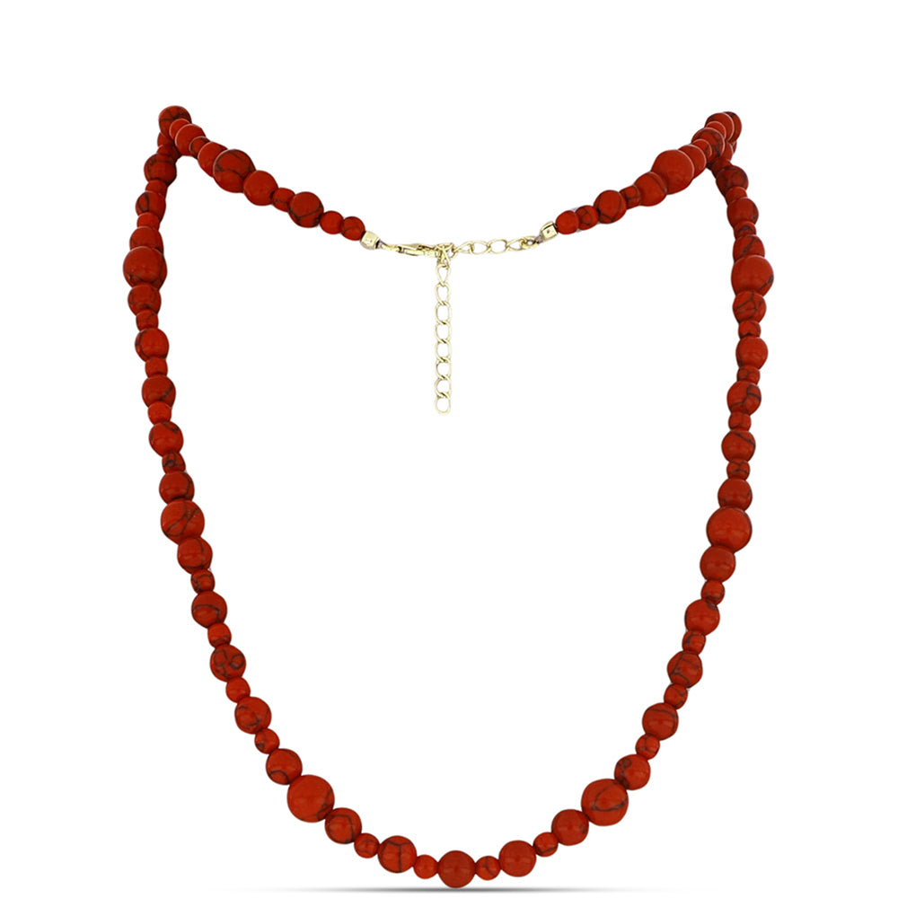 Collar de Plata Bañada en Oro con Coral de Esponja Roja 1 