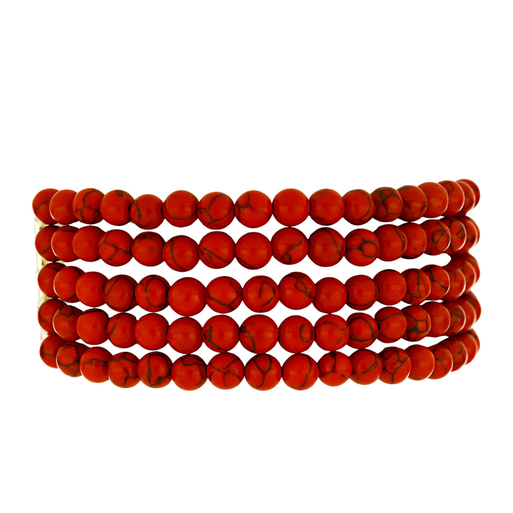 Pulsera de Plata Bañada en Oro con Coral de Esponja Roja 1 