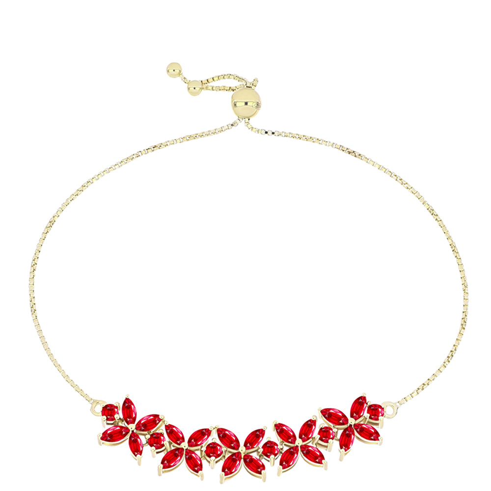 Pulsera de Plata Bañada en Oro con Ágata Roja 1 