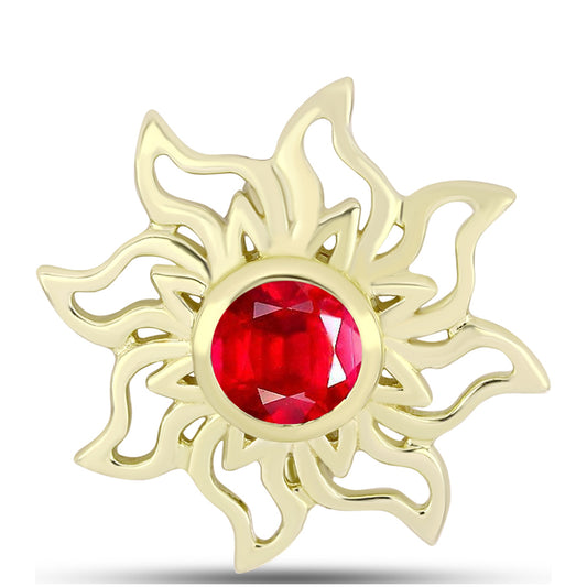 Broche de Plata Bañada en Oro con Ágata Roja
