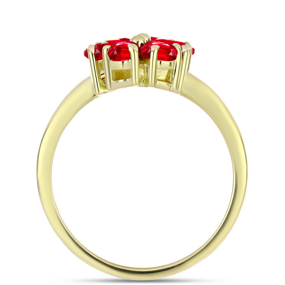 Anillo de Plata Bañada en Oro con Ágata Roja
