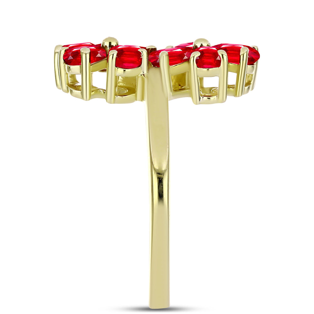 Anillo de Plata Bañada en Oro con Ágata Roja 4 