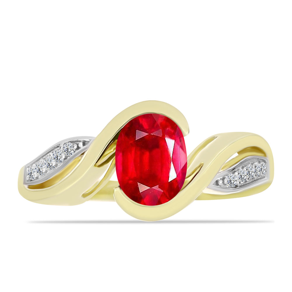 Anillo de Plata Bañada en Oro con Ágata Roja y Topacio Blanco 1 
