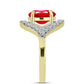 Anillo de Plata Bañada en Oro con Ágata Roja y Topacio Blanco