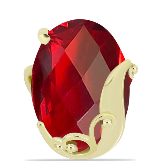 Anillo de Plata Bañada en Oro con Ágata Roja