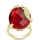 Anillo de Plata Bañada en Oro con Ágata Roja