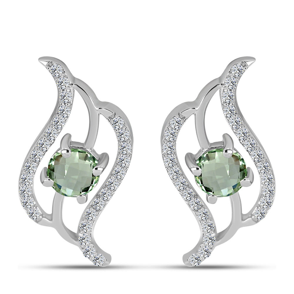 Pendientes de Plata con Amatista Verde y Topacio Blanco 1 