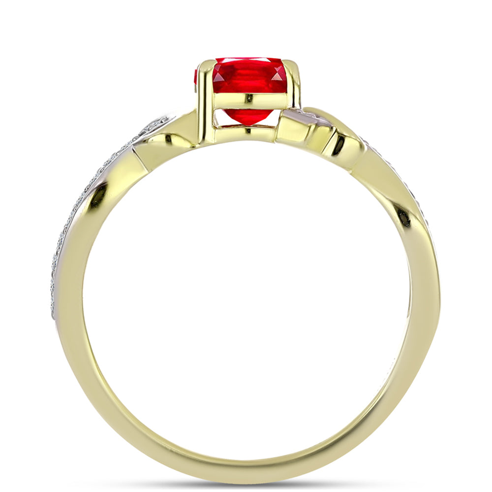 Anillo de Plata Bañada en Oro con Ágata Roja y Topacio Blanco 2 
