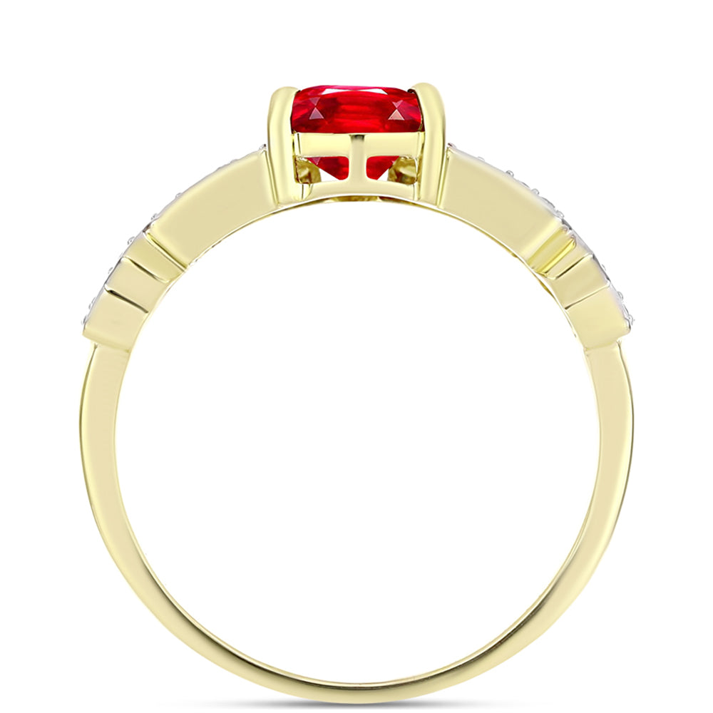 Anillo de Plata Bañada en Oro con Ágata Roja y Topacio Blanco