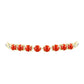Pulsera de Plata Bañada en Oro con Coral de Esponja Roja y Topacio Blanco