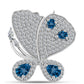Broche de Plata con Topacio Azul Londres y Topacio Blanco
