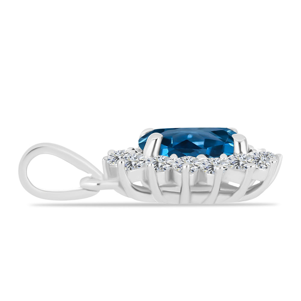 Colgante de Plata con Topacio Azul Londres y Topacio Blanco 2 